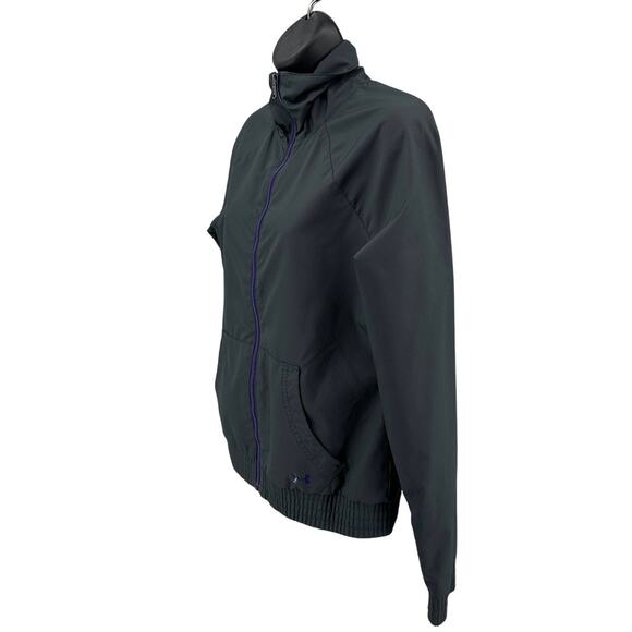 Under Armour Jacket Womens S Semi Fitted Gray Full Zip Lightweight Windbreaker - Picture 4 of 7